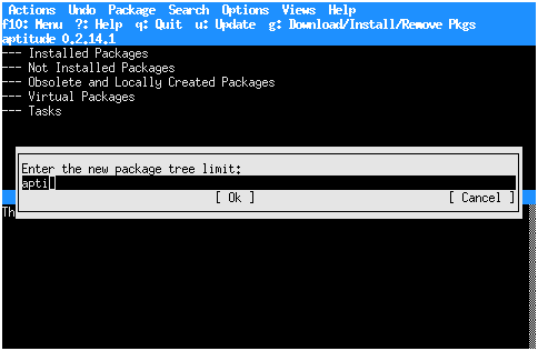 [package tree limit dialog]